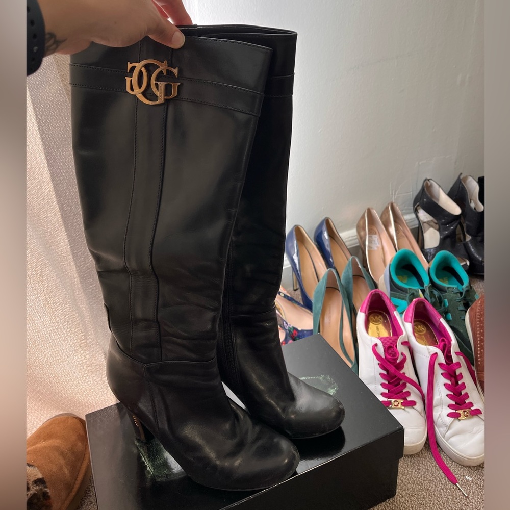 Guess black knee high boots